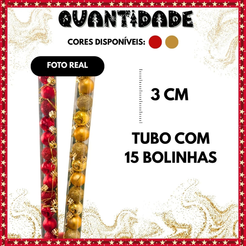 Kits de Bolas de Natal Diversos tamanhos – Vermelho ou Dourado – Foscas, Brilhantes e com Glitter para Árvore e Decoração