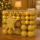 Kit Bolas de Natal Decorativas com 100 Peças  Vermelho ou Dourado | Acabamento Fosco, Brilhante e Glitter + Ponteira de Brinde | Enfeites para Árvore e Decoração Natalina