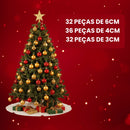 Kit Bolas de Natal Decorativas com 100 Peças  Vermelho ou Dourado | Acabamento Fosco, Brilhante e Glitter + Ponteira de Brinde | Enfeites para Árvore e Decoração Natalina