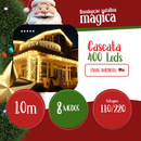 Cascata 400 LEDs Natal – 10 m – Branco Quente – 8 Funções – Fio Branco – 110V ou 220V