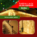 Cascata 400 LEDs Natal – 10 m – Branco Quente – 8 Funções – Fio Branco – 110V ou 220V