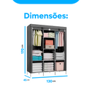 Guarda-Roupa Dobrável 3 Portas com Cabideiro e Sapateira – Portátil, Multiuso e Impermeável!