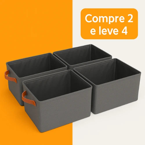 Kit Cestos Organizadores Dobráveis 25L – Empilhável, Modular - Oferta Leve Mais Pague Menos