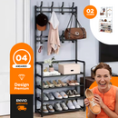 Sapateira com Cabideiro 4 Andares – Organize 12 Pares + Roupas e Acessórios em um Só Lugar!