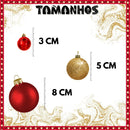 Kits de Bolas de Natal Diversos tamanhos – Vermelho ou Dourado – Foscas, Brilhantes e com Glitter para Árvore e Decoração