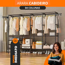 Arara Cabideiro com Sapateira e 10 Prateleiras – 4 Colunas, Super Resistente e Espaçosa para Closet e Quarto!